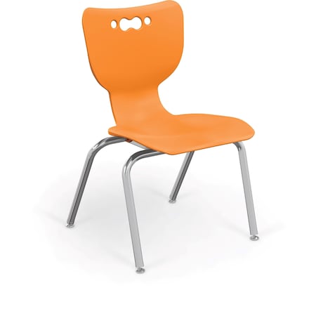 Mooreco Hierarchy School Chair, 4 Leg, 16" Chrome Frame, Orange Armless Shell, PK5 53316-5-ORANGE-NA-CH